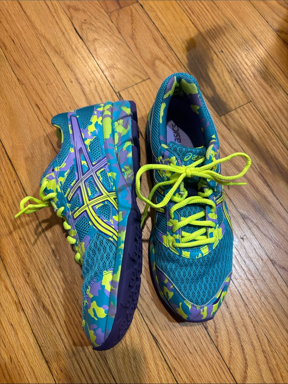 Asics Teal and Neon Yellow Women's Running Sneakers - Picture 2 of 11